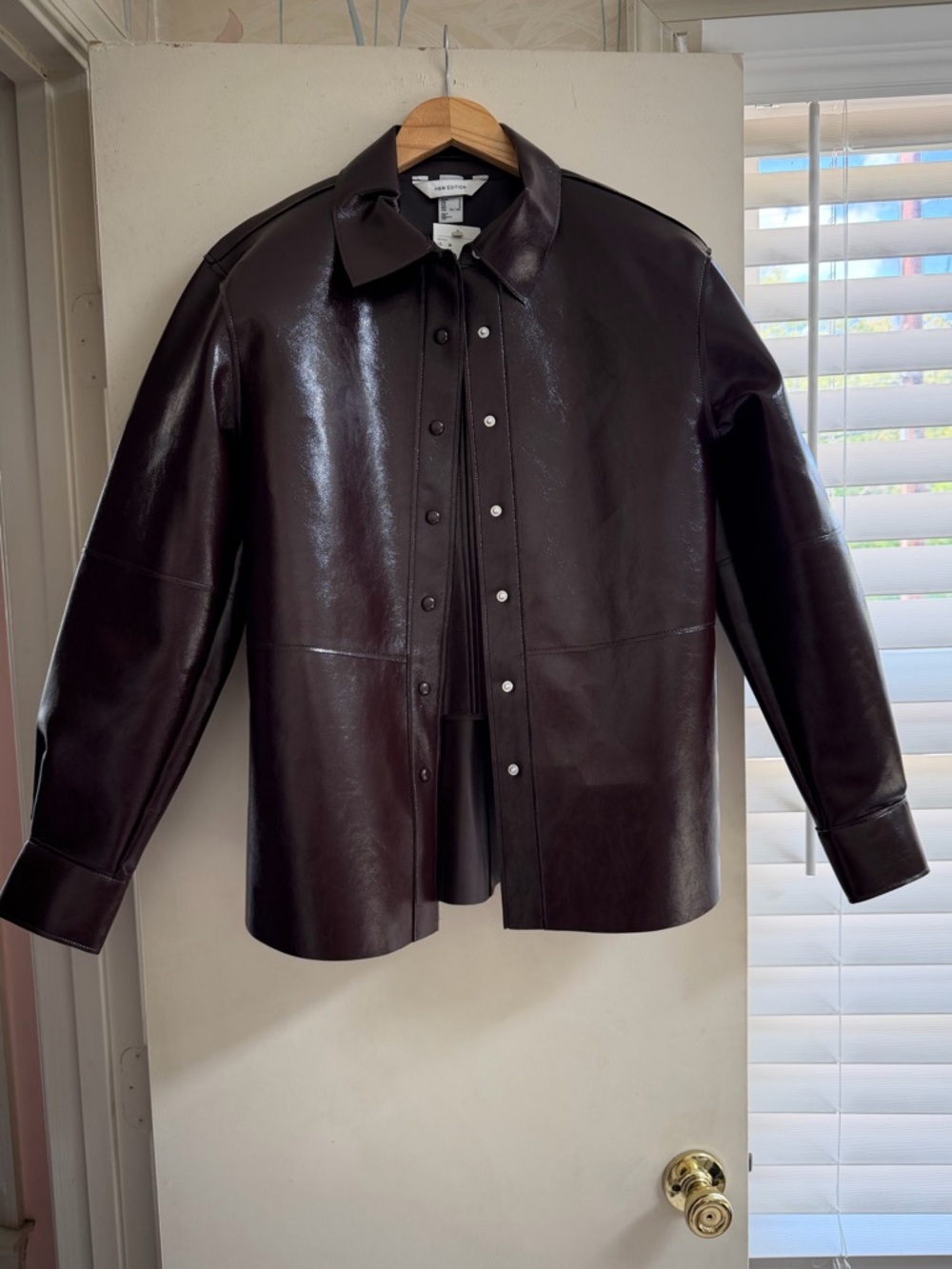 H&M Maroon Patent Shirt Jacket w/Mini Skirt